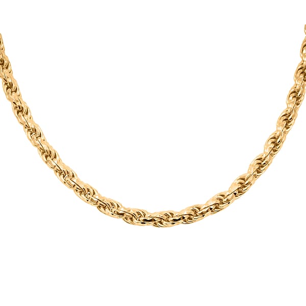 Italian 5mm Rope Chain Necklace In 14K YG Over Sterling Silver 24 Inches 58.3 Gras
