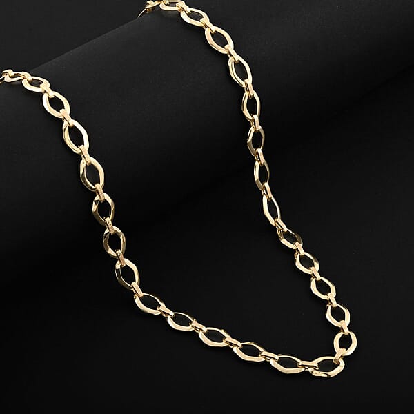 Italian 7mm Oval Marquise Kite Chain Necklace In 10K Yellow Gold 6 Grams 18-20 Inches