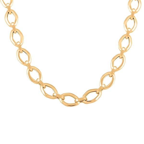 Italian 7mm Oval Marquise Kite Chain Necklace In 10K Yellow Gold 6 Grams 18-20 Inches