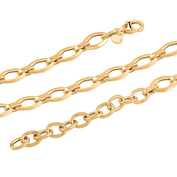 Italian 7mm Oval Marquise Kite Chain Necklace In 10K Yellow Gold 6 Grams 18-20 Inches