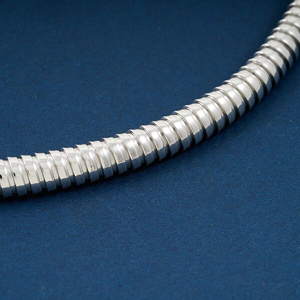 Italian 8mm Tubogas Chain Necklace In Rhodium Over Sterling Silver 18 Inches 20.4 Grams