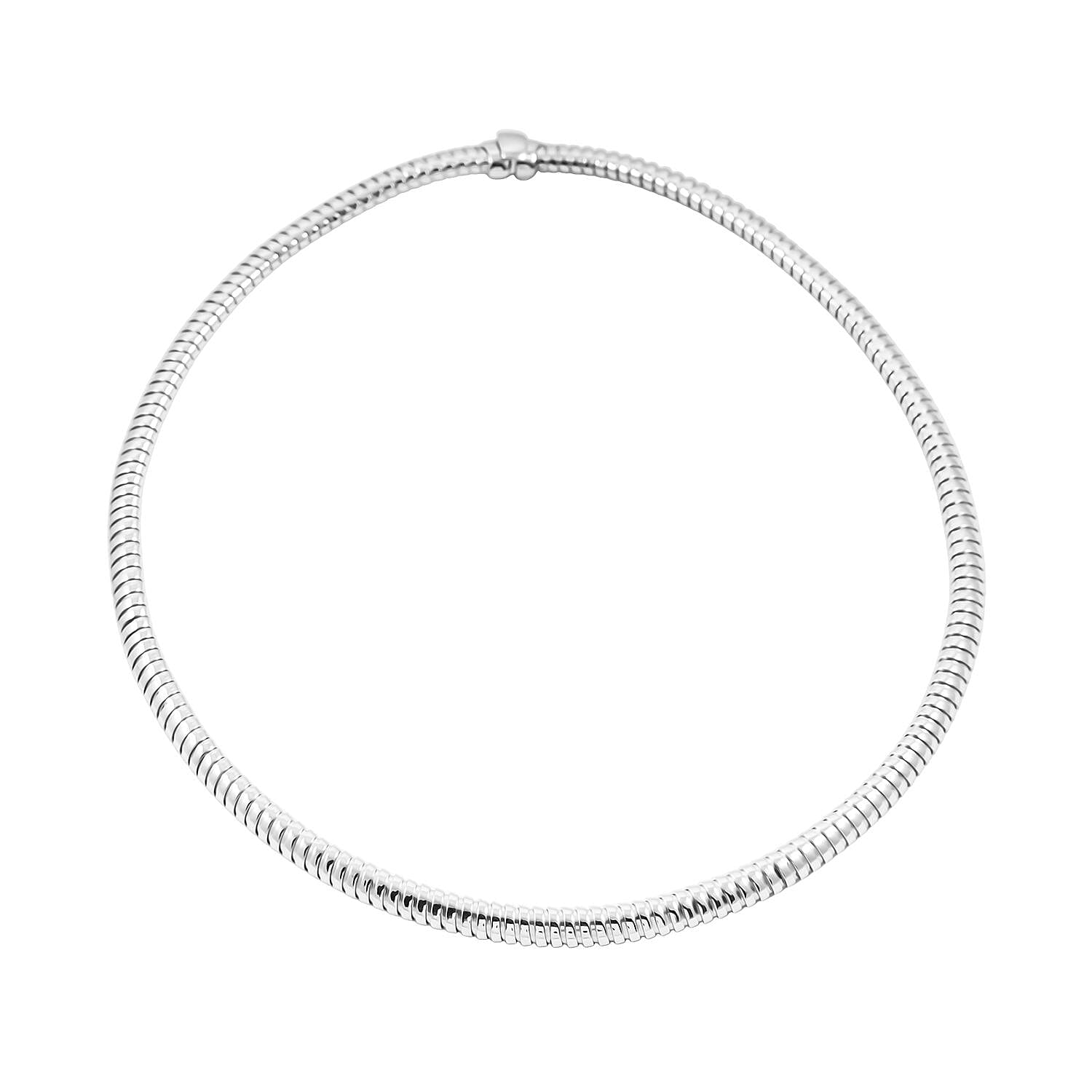 Italian 8mm Tubogas Chain Necklace in Rhodium Over Sterling Silver 18 Inches 20.4 Grams