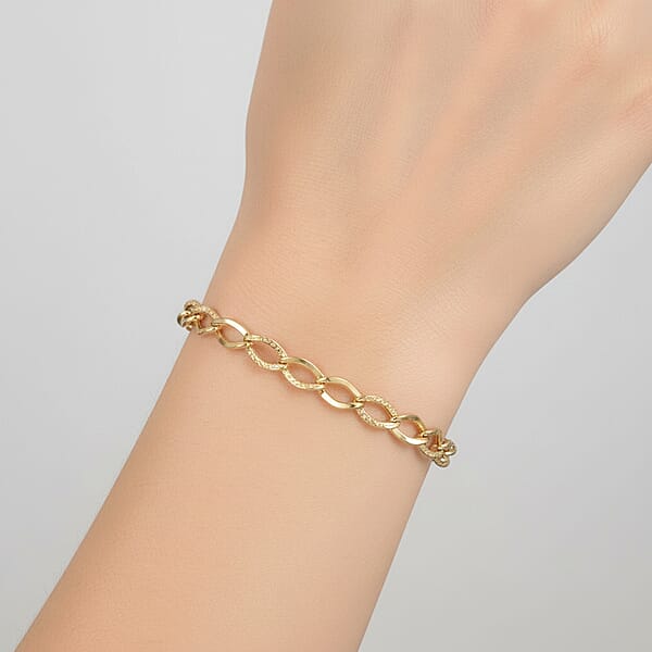 Italian Alternata Kite Grumetta Chain Bracelet In 10K Yellow Gold (7.50 In) 1.75 Grams