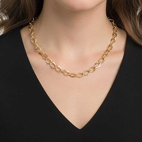 Italian Alternata Kite Grumetta Chain Necklace In 10K Yellow Gold 3.62 Grams 20 Inches