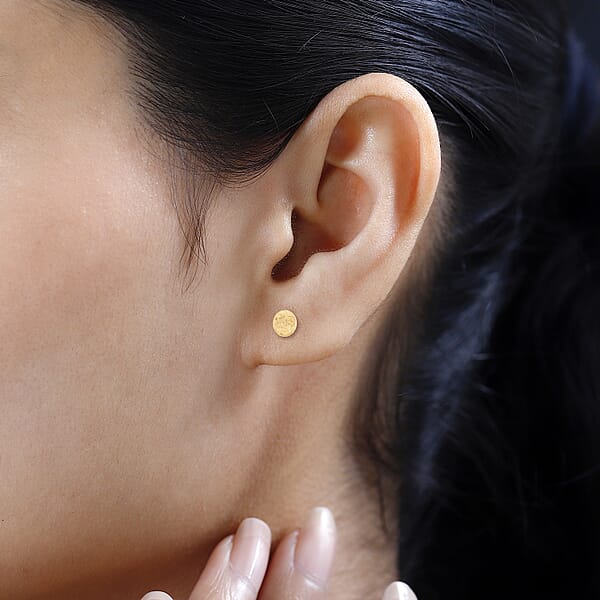 Italian Antique Stencil Earrings In 10K Yellow Gold 2.6 Grams