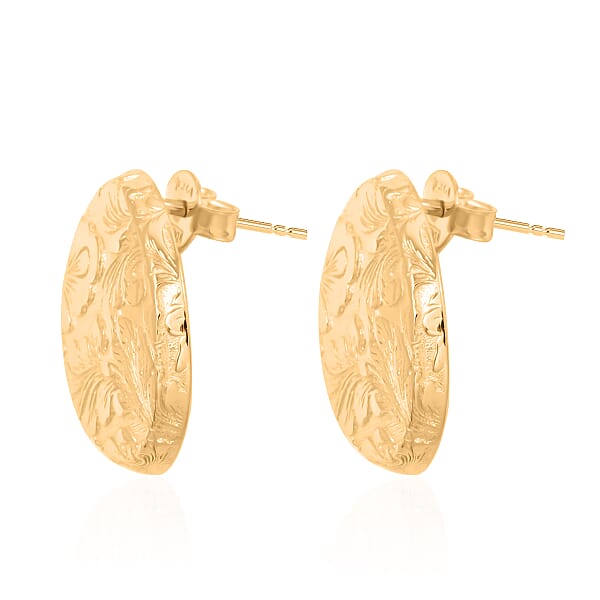 Italian Antique Stencil Earrings In 10K Yellow Gold 2.6 Grams