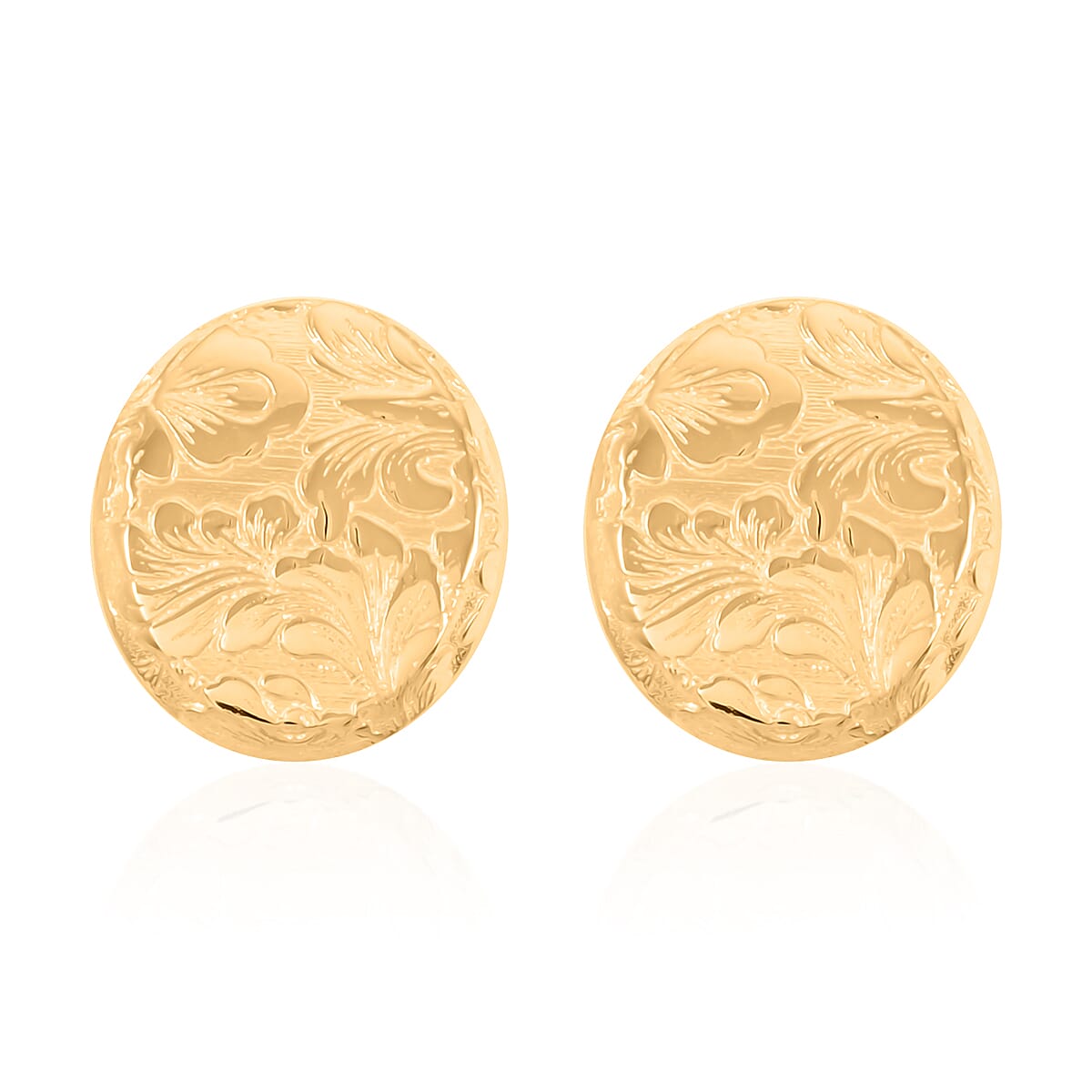 Italian Antique Stencil Earrings in 10K Yellow Gold 2.6 Grams