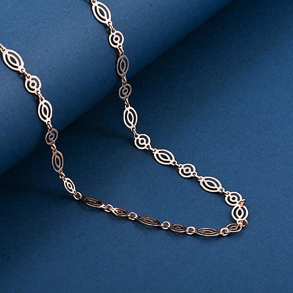 Italian Arte Chain Necklace In 14K Rose Gold Over Sterling Silver 4.62 Grams 20 Inches