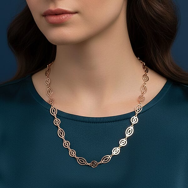 Italian Arte Chain Necklace In 14K Rose Gold Over Sterling Silver 4.62 Grams 20 Inches