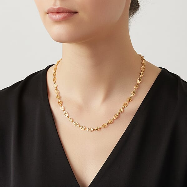 Italian Arte Chain Necklace In 14K Yellow Gold Over Sterling Silver 4.62 Grams 20 Inches