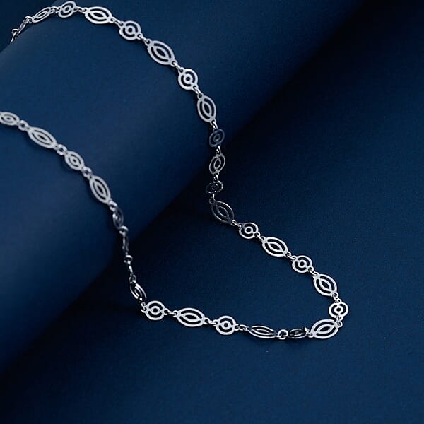 Italian Arte Chain Necklace In Rhodium Over Sterling Silver 4.62 Grams 20 Inches