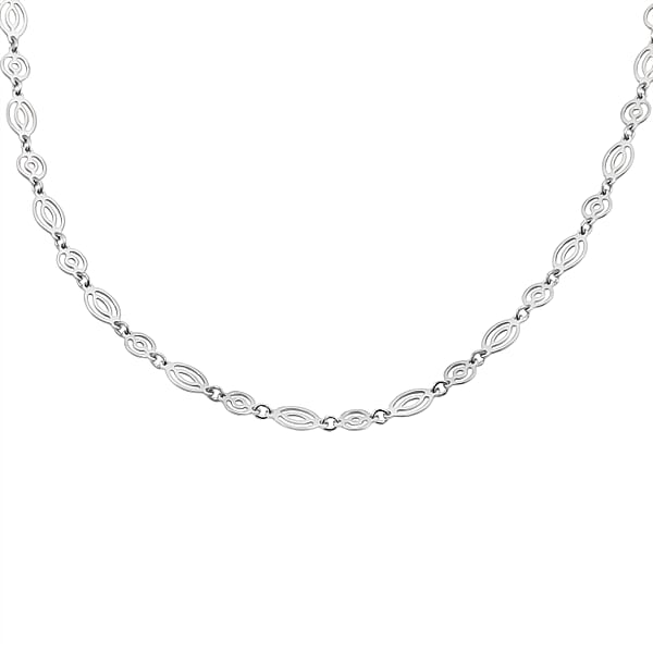 Italian Arte Chain Necklace In Rhodium Over Sterling Silver 4.62 Grams 20 Inches