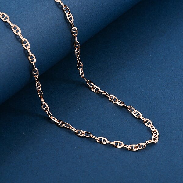 Italian Brillucci Chain Necklace In 14K Rose Gold Over Sterling Silver 4.84 Grams 20 Inches