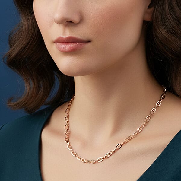 Italian Brillucci Chain Necklace In 14K Rose Gold Over Sterling Silver 4.84 Grams 20 Inches