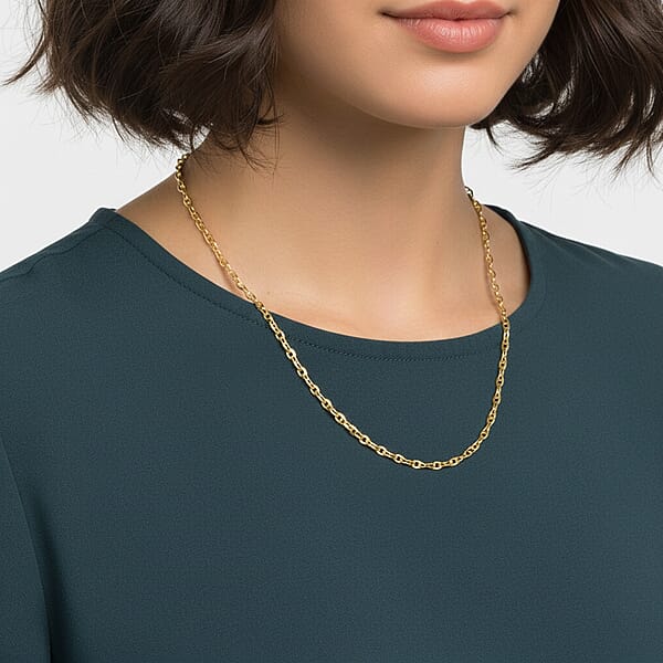 Italian Brillucci Chain Necklace In 14K Yellow Gold Over Sterling Silver 4.84 Grams 20 Inches