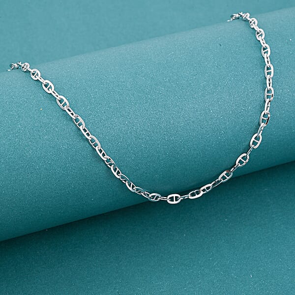 Italian Brillucci Chain Necklace In Rhodium Over Sterling Silver 4.84 Grams 20 Inches