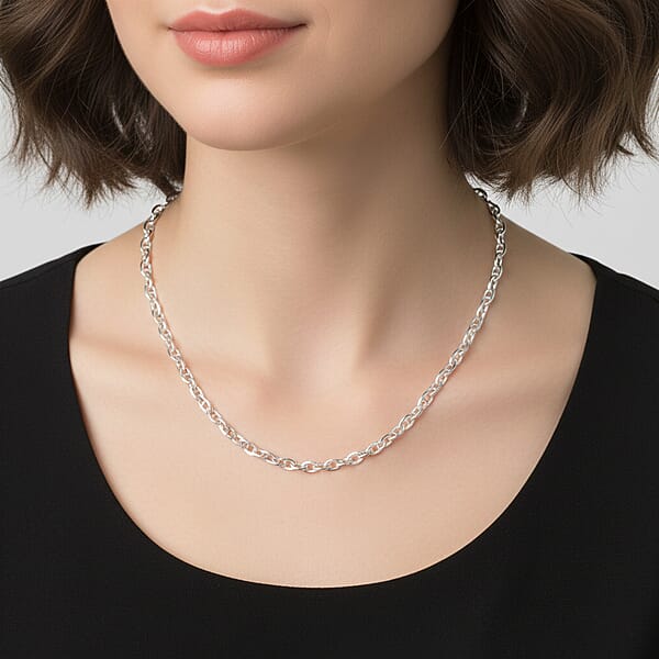 Italian Brillucci Chain Necklace In Rhodium Over Sterling Silver 4.84 Grams 20 Inches