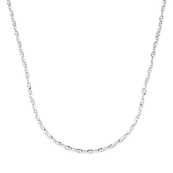 Italian Brillucci Chain Necklace In Rhodium Over Sterling Silver 4.84 Grams 20 Inches