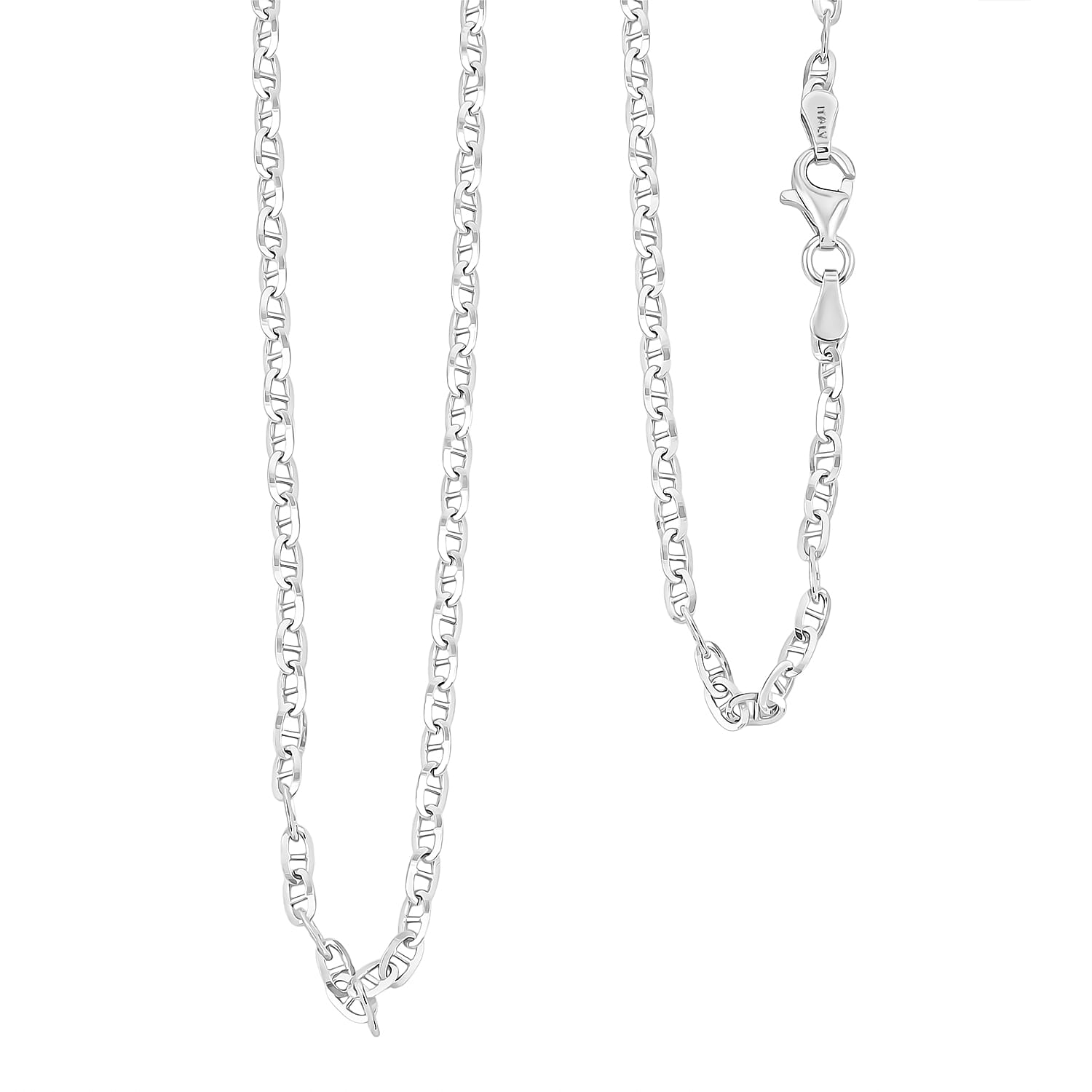 Italian Brillucci Chain Necklace in Rhodium Over Sterling Silver 4.84 Grams 20 Inches