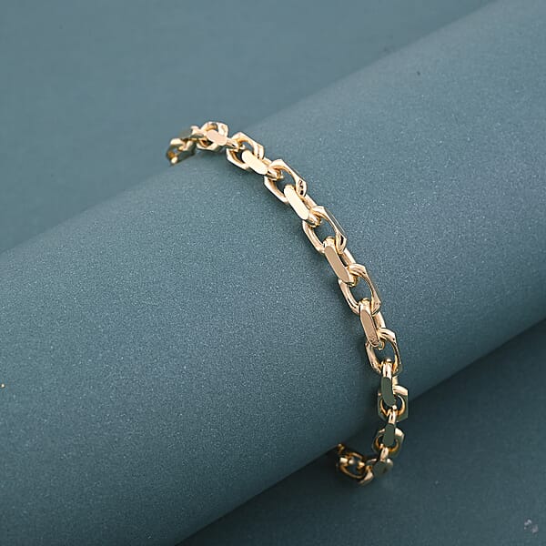 Italian Cable Link Chain Bracelet In 14K Yellow Gold Over Sterling Silver (7.50 In) 10.56 Grams