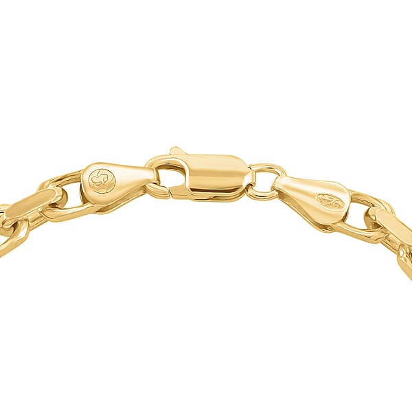 Italian Cable Link Chain Bracelet In 14K Yellow Gold Over Sterling Silver (7.50 In) 10.56 Grams
