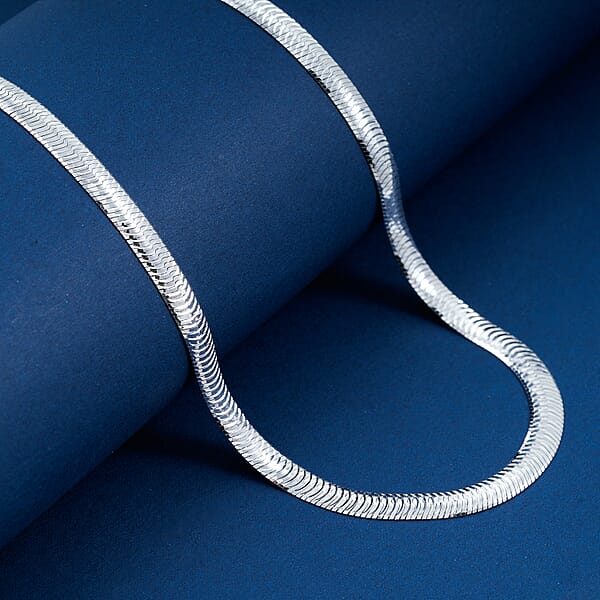 Italian Chain Necklace In Rhodium Over Sterling Silver 12.87 Grams 18 Inches