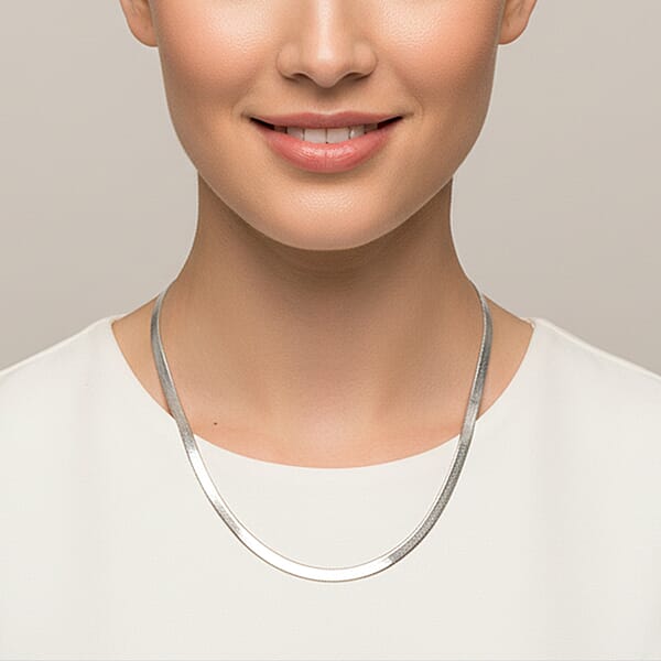 Italian Chain Necklace In Rhodium Over Sterling Silver 12.87 Grams 18 Inches