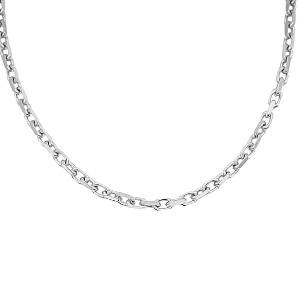 Italian Chain Necklace In Rhodium Over Sterling Silver 34.19 Grams 24 Inches