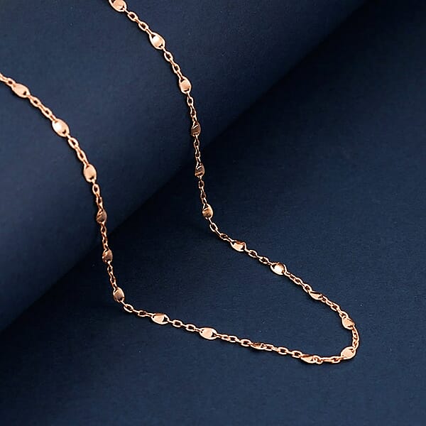 Italian Confetti Chain Necklace In 14K Rose Gold Over Sterling Silver 2.72 Grams 20 Inches