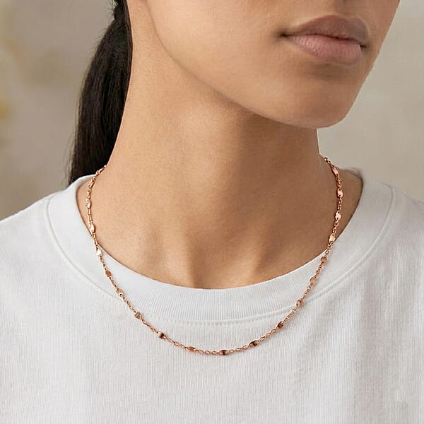 Italian Confetti Chain Necklace In 14K Rose Gold Over Sterling Silver 2.72 Grams 20 Inches