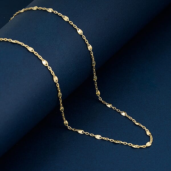 Italian Confetti Chain Necklace In 14K Yellow Gold Over Sterling Silver 2.63 Grams 20 Inches