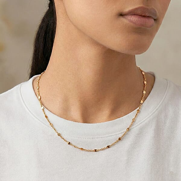 Italian Confetti Chain Necklace In 14K Yellow Gold Over Sterling Silver 2.63 Grams 20 Inches