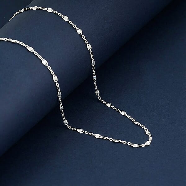 Italian Confetti Chain Necklace In Rhodium Over Sterling Silver 2.71 Grams 20 Inches