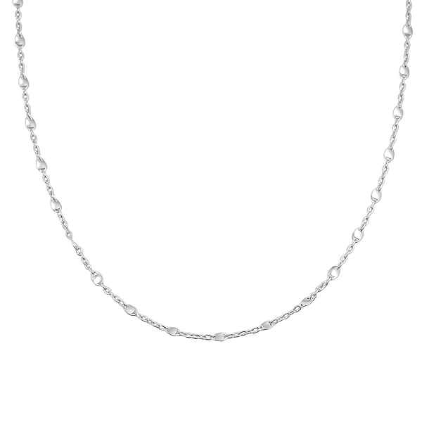 Italian Confetti Chain Necklace In Rhodium Over Sterling Silver 2.71 Grams 20 Inches