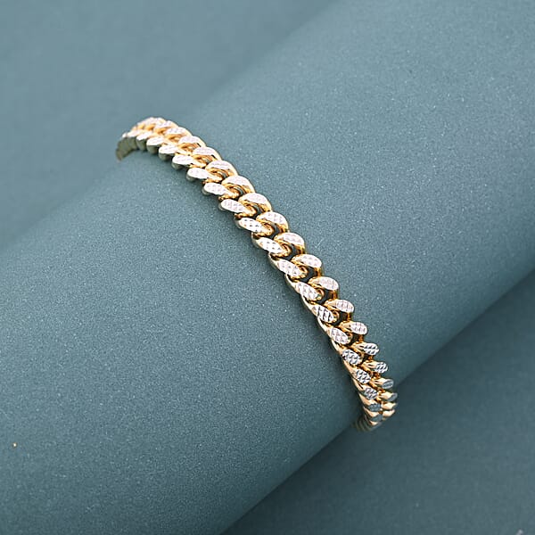 Italian Cuban Chain Bracelet In 14K YG Over And Sterling Silver (8.00 In) 14.52 Grams