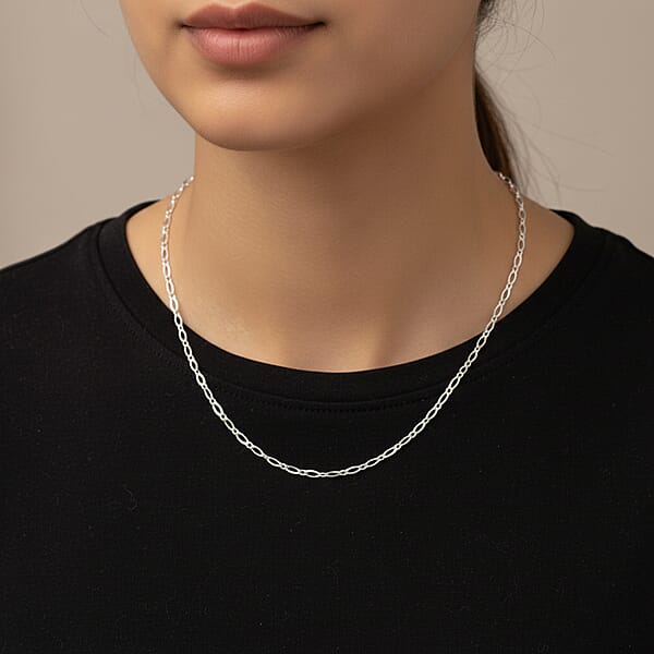 Italian Cuban Link Chain Necklace In Sterling Silver 5.70 Grams 24 Inches