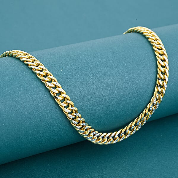 Italian Curb Chain Bracelet In 14K YG Over And Sterling Silver (7.50 In) 11.60 Grams