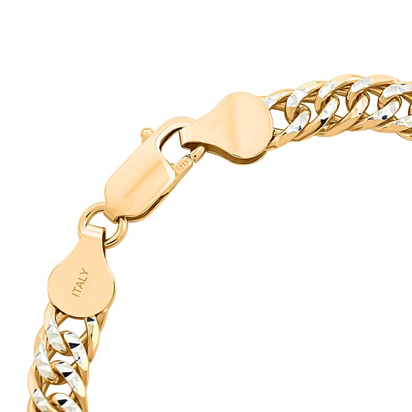 Italian Curb Chain Bracelet In 14K YG Over And Sterling Silver (7.50 In) 11.60 Grams