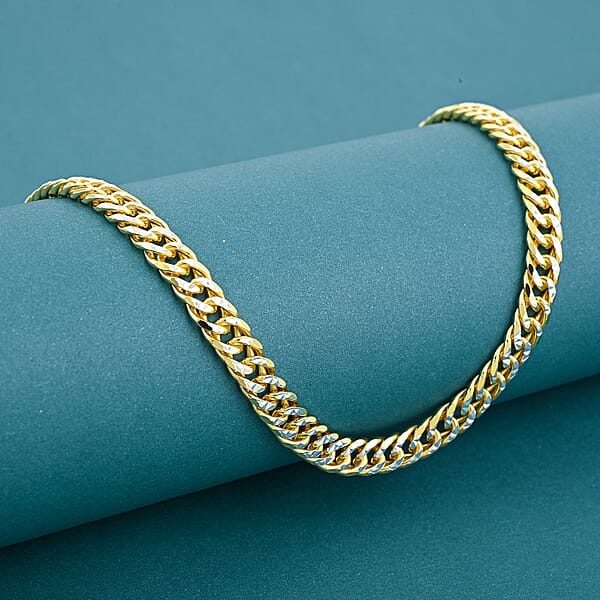 Italian Curb Chain Necklace In 14K YG Over And Sterling Silver 34.3 Grams 22 Inches