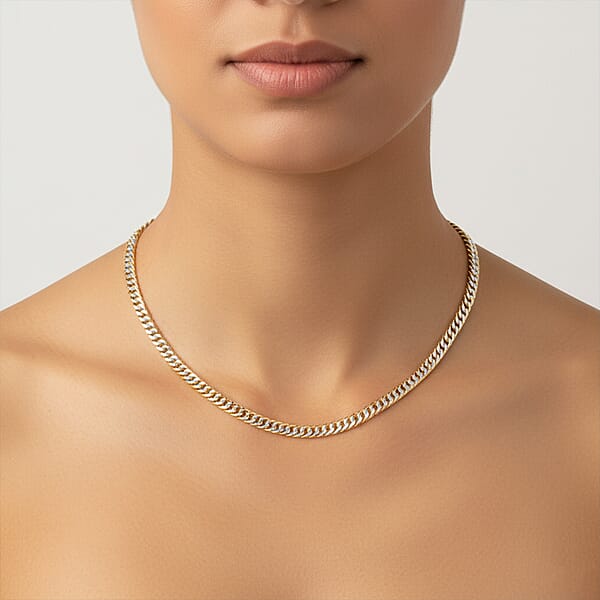 Italian Curb Chain Necklace In 14K YG Over And Sterling Silver 34.3 Grams 22 Inches