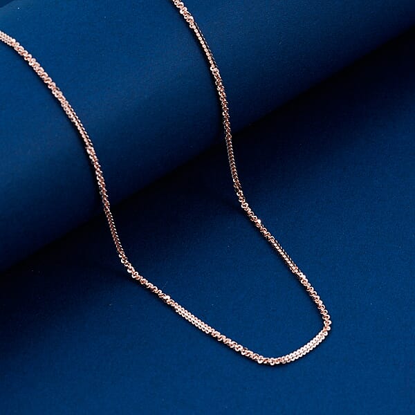 Italian Diamond-cut Rock Chain Necklace In 14K Rose Gold Over Sterling Silver 3.22 Grams 20 Inches