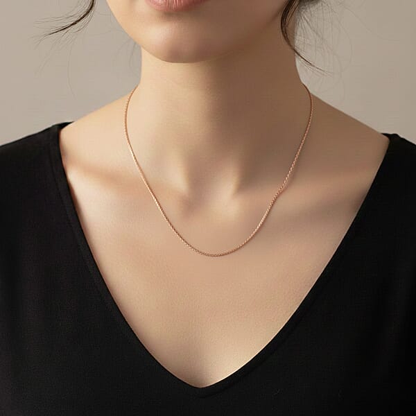 Italian Diamond-cut Rock Chain Necklace In 14K Rose Gold Over Sterling Silver 3.22 Grams 20 Inches