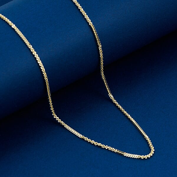 Italian Diamond-cut Rock Chain Necklace In 14K Yellow Gold Over Sterling Silver 3.22 Grams 20 Inches