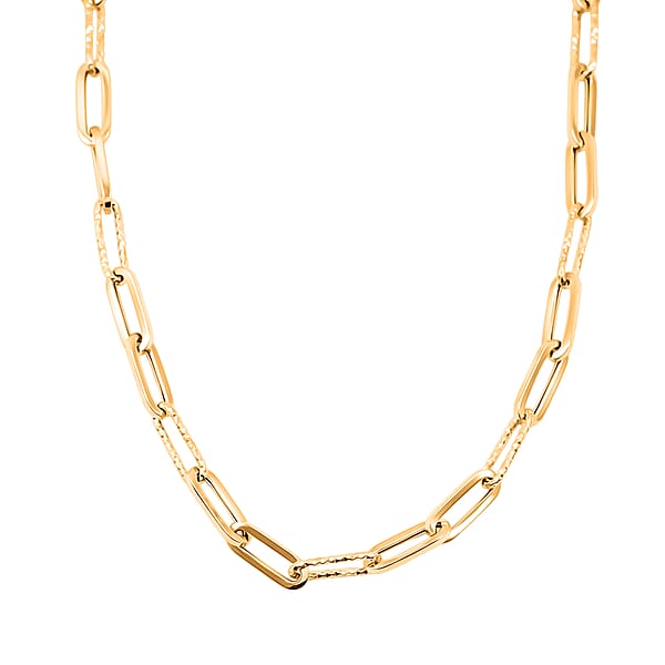 Italian Dual Glow Paperclip Necklace In 10K Yellow Gold 4.6 Grams 18-20 Inches