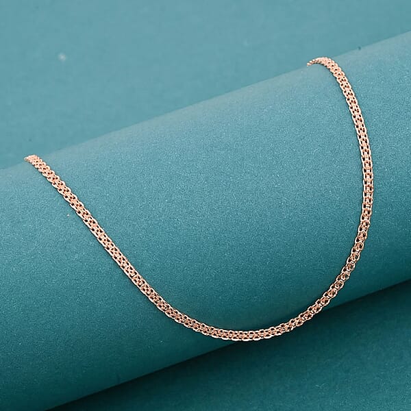 Italian Essential Link Chain Necklace In 14K Rose Gold Over Sterling Silver 3.03 Grams 18 Inches