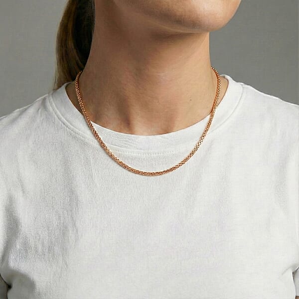 Italian Essential Link Chain Necklace In 14K Rose Gold Over Sterling Silver 3.03 Grams 18 Inches