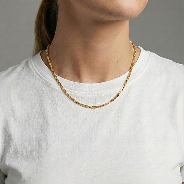 Italian Essential Link Chain Necklace In 14K Yellow Gold Over Sterling Silver 3.12 Grams 18 Inches