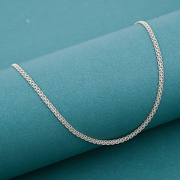 Italian Essential Link Chain Necklace In Rhodium Over Sterling Silver 3.17 Grams 18 Inches