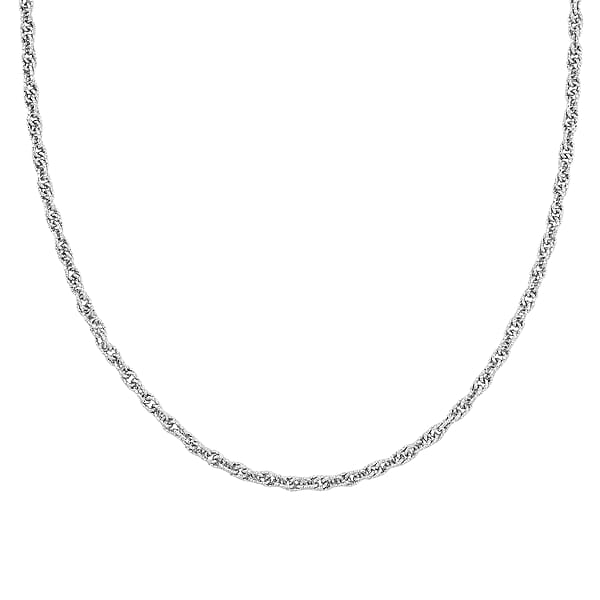 Italian Fancy Link Chain Necklace In Rhodium Over Sterling Silver 9.87 Grams 20 Inches