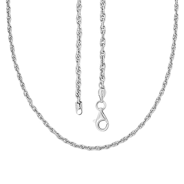 Italian Fancy Link Chain Necklace In Rhodium Over Sterling Silver 9.87 Grams 20 Inches